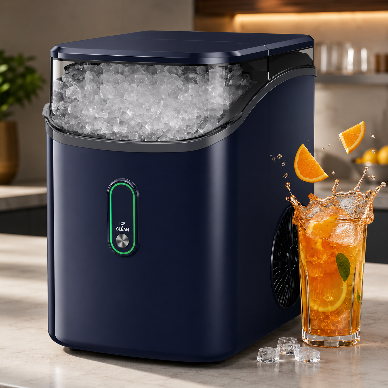 Countertop Nugget Ice Maker with Built-In Cooling System