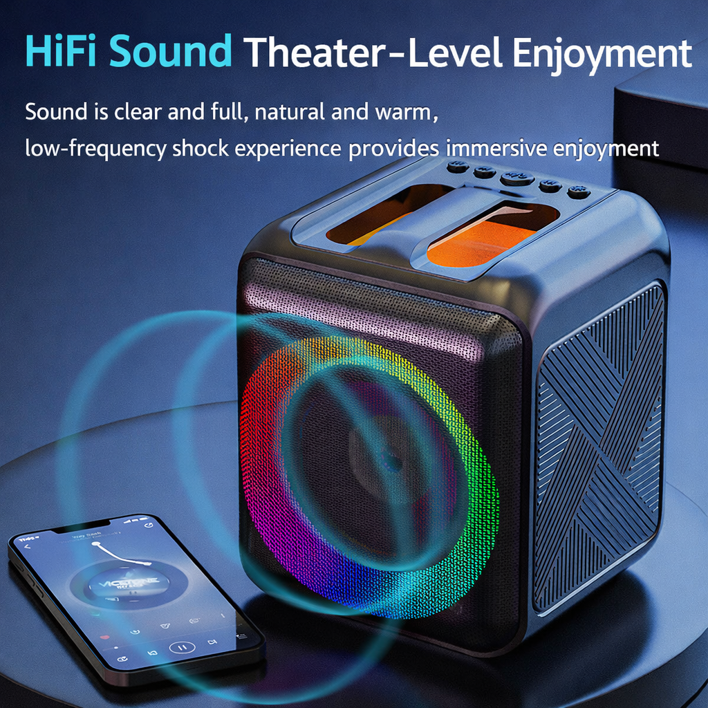 Bluetooth Karaoke Machine with Portable Speaker and Wireless Microphones