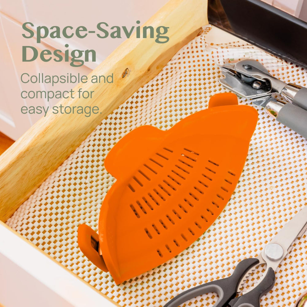 Clip-On Silicone Kitchen Strainer Colander for Pasta – Easy Rinse & Drain