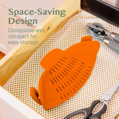 Clip-On Silicone Kitchen Strainer Colander for Pasta – Easy Rinse & Drain