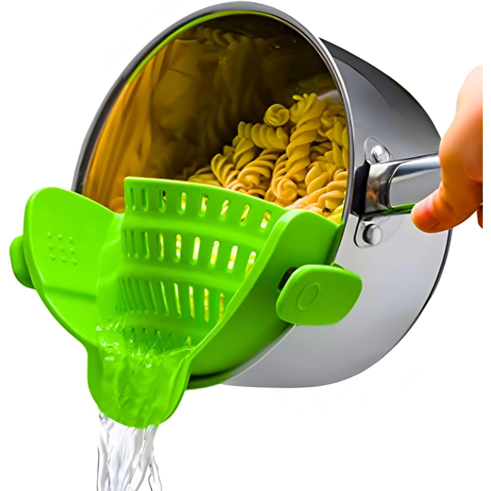 Clip-On Silicone Kitchen Strainer Colander for Pasta – Easy Rinse & Drain