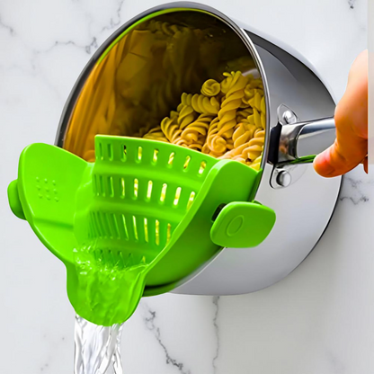 Clip-On Silicone Kitchen Strainer Colander for Pasta – Easy Rinse & Drain