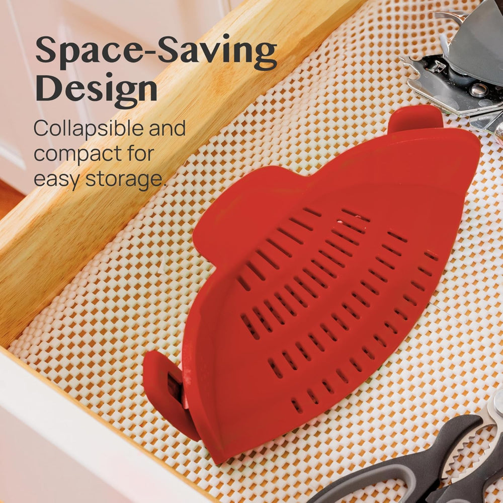 Clip-On Silicone Kitchen Strainer Colander for Pasta – Easy Rinse & Drain