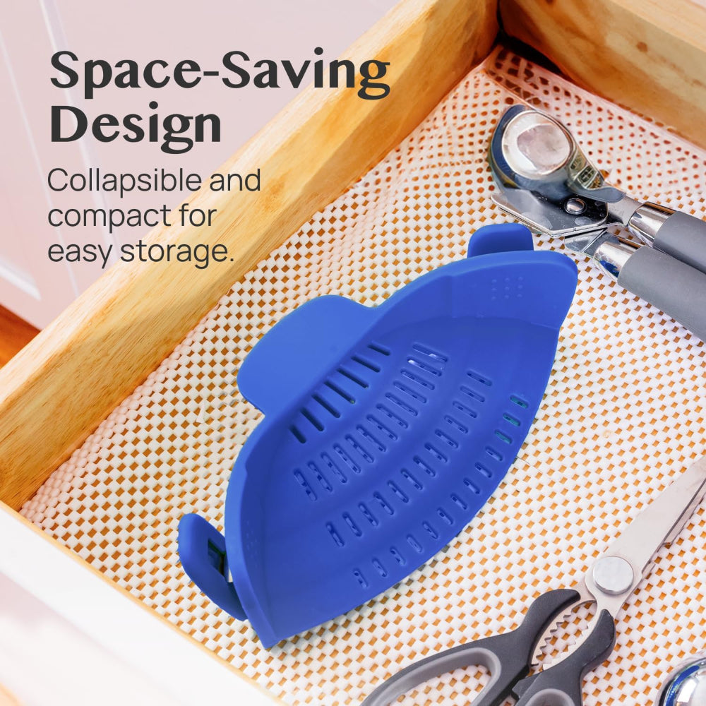 Clip-On Silicone Kitchen Strainer Colander for Pasta – Easy Rinse & Drain
