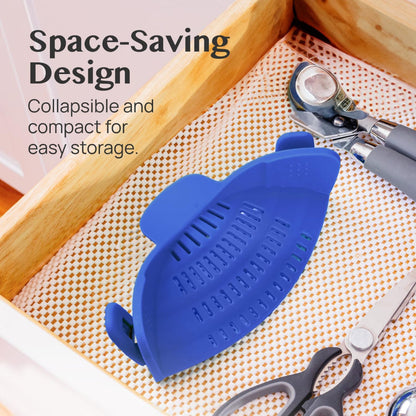 Clip-On Silicone Kitchen Strainer Colander for Pasta – Easy Rinse & Drain