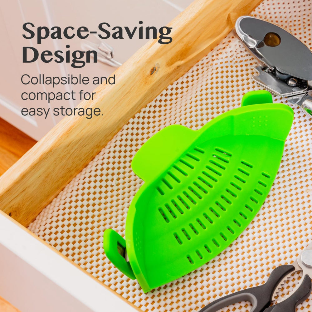 Clip-On Silicone Kitchen Strainer Colander for Pasta – Easy Rinse & Drain