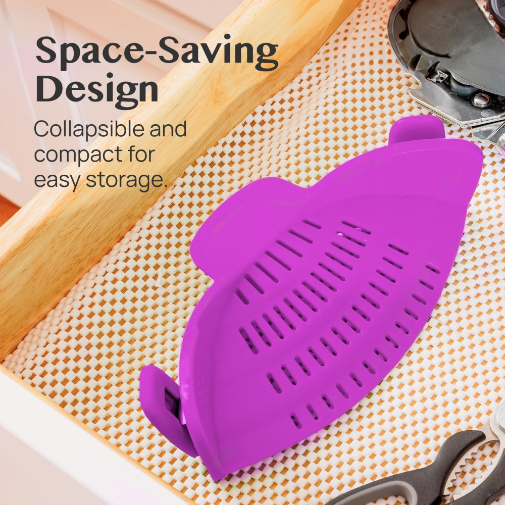 Clip-On Silicone Kitchen Strainer Colander for Pasta – Easy Rinse & Drain