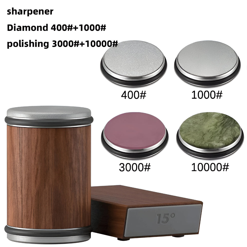 Dual-Angle Knife Sharpener with Rolling Wheel for a Razor-Sharp Steel Edge