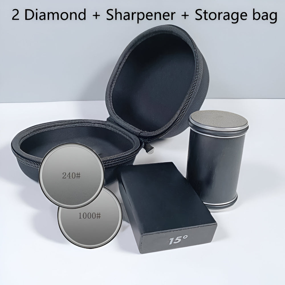 Dual-Angle Knife Sharpener with Rolling Wheel for a Razor-Sharp Steel Edge