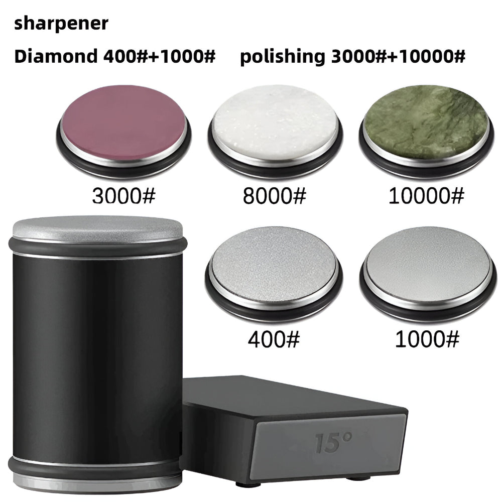 Dual-Angle Knife Sharpener with Rolling Wheel for a Razor-Sharp Steel Edge