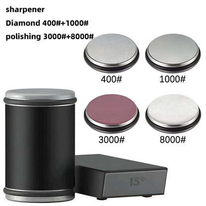 Dual-Angle Knife Sharpener with Rolling Wheel for a Razor-Sharp Steel Edge