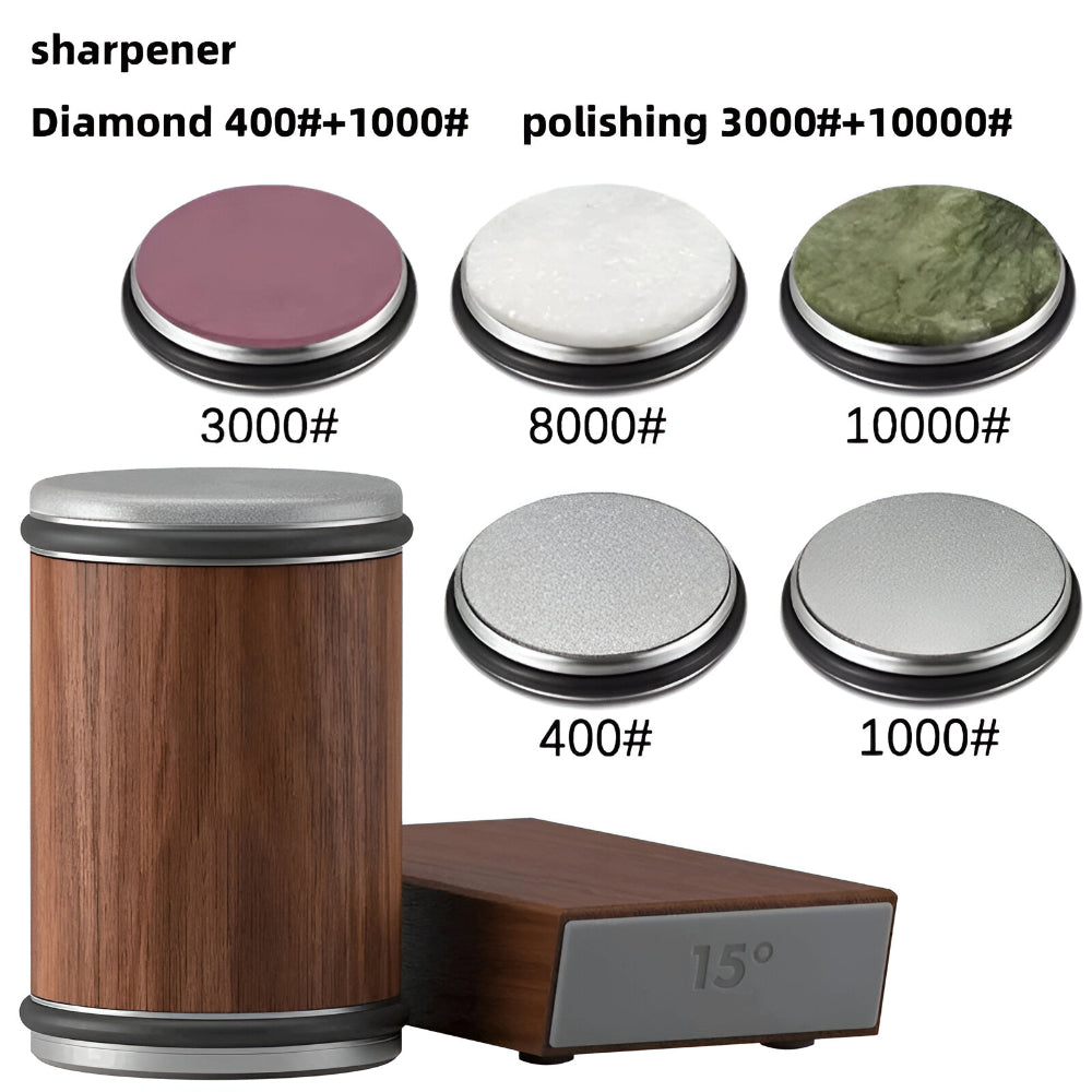 Dual-Angle Knife Sharpener with Rolling Wheel for a Razor-Sharp Steel Edge