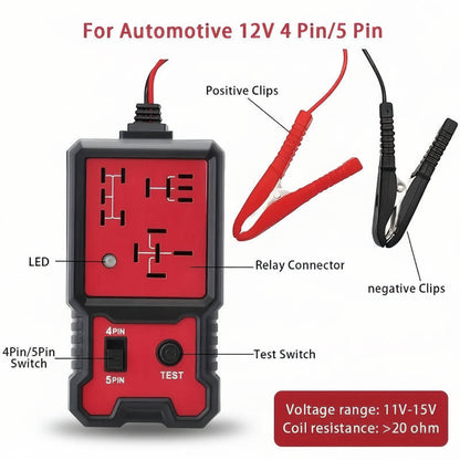 12V Car Battery Tester with LED Voltage Indicator and Relay Testing Tool