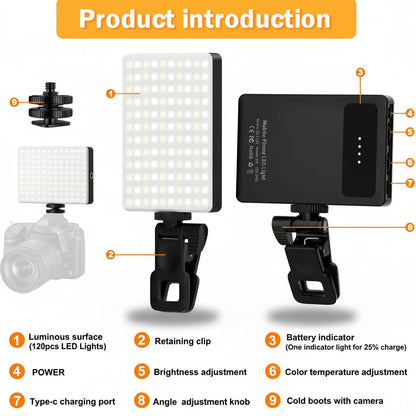 Clip-On Selfie LED Light for Phones – Adjustable Brightness & Modes