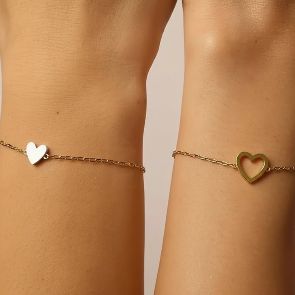 Adjustable Heart Chain Bracelet – Matching Couple Jewelry