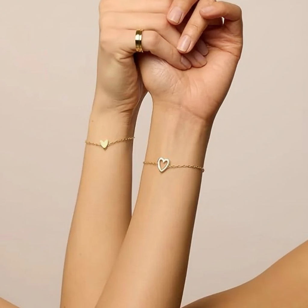 Adjustable Heart Chain Bracelet – Matching Couple Jewelry