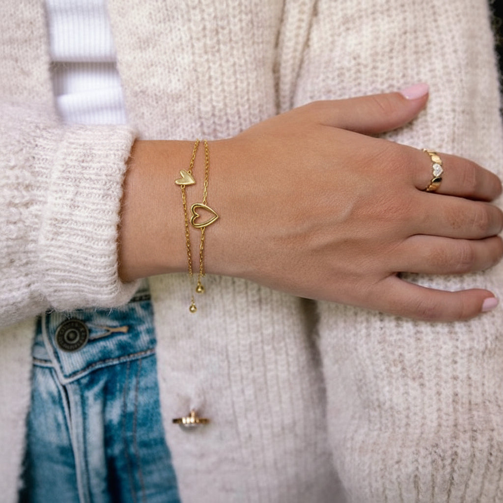 Adjustable Heart Chain Bracelet – Matching Couple Jewelry