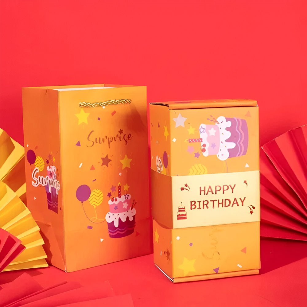 Celebration Gift Box: Pop-Up Surprise Card Set with Message Holder
