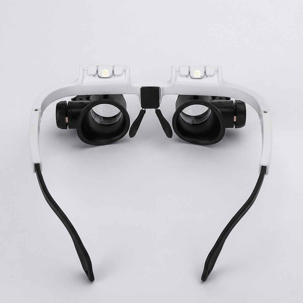 Hands-Free LED Light Magnifier Headset with Adjustable Headband and Lens
