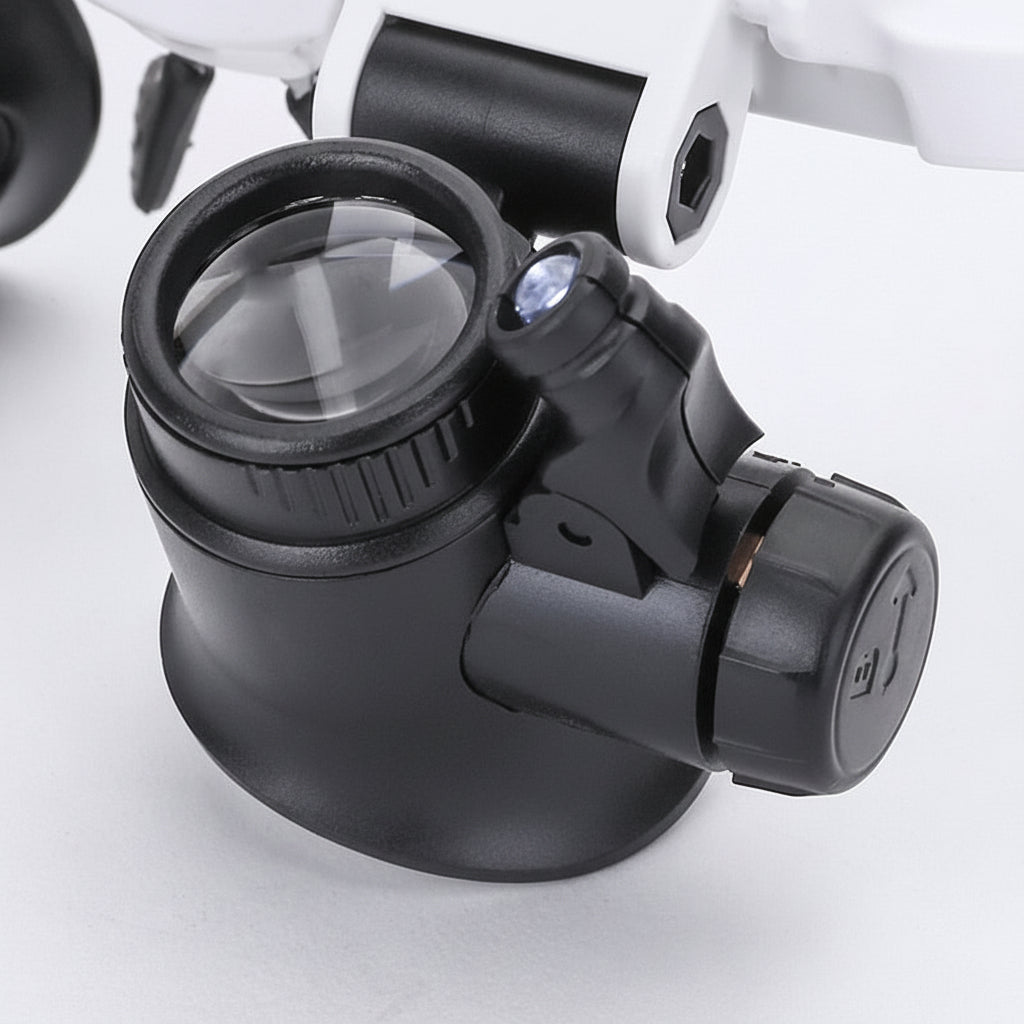 Hands-Free LED Light Magnifier Headset with Adjustable Headband and Lens