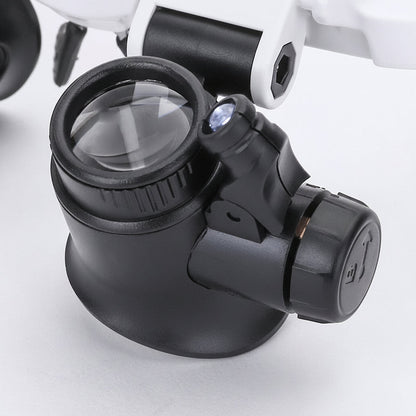 Hands-Free LED Light Magnifier Headset with Adjustable Headband and Lens