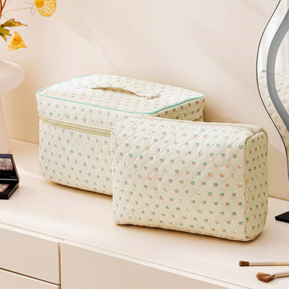 Floral Cotton Makeup Bag - Travel Cosmetic Case, Perfect Mother's Day Gift