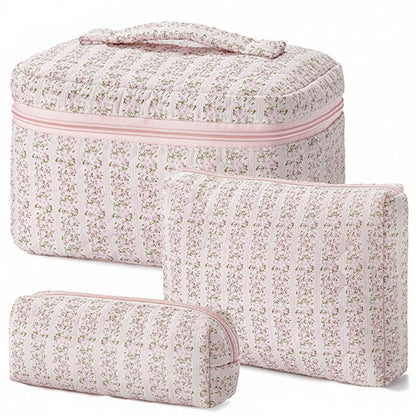 Floral Cotton Makeup Bag - Travel Cosmetic Case, Perfect Mother's Day Gift