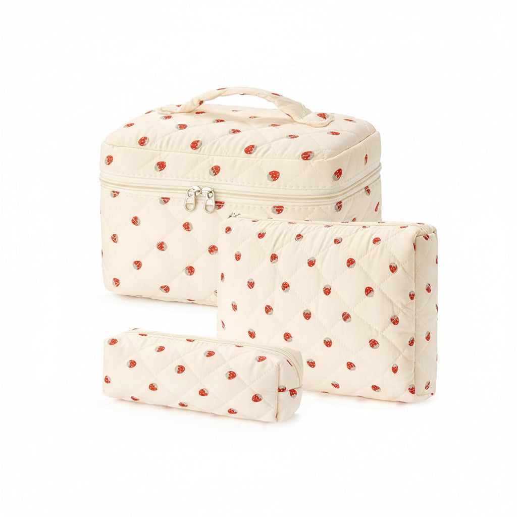 Floral Cotton Makeup Bag - Travel Cosmetic Case, Perfect Mother's Day Gift