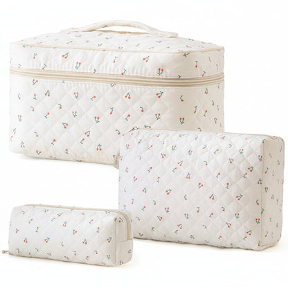 Floral Cotton Makeup Bag - Travel Cosmetic Case, Perfect Mother's Day Gift