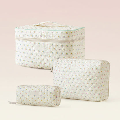 Floral Cotton Makeup Bag - Travel Cosmetic Case, Perfect Mother's Day Gift