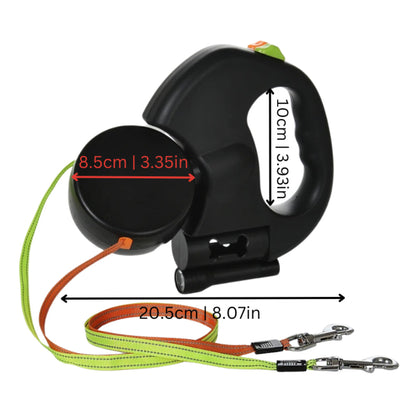 Dual-Handle Retractable Dog Leash for Enhanced Control