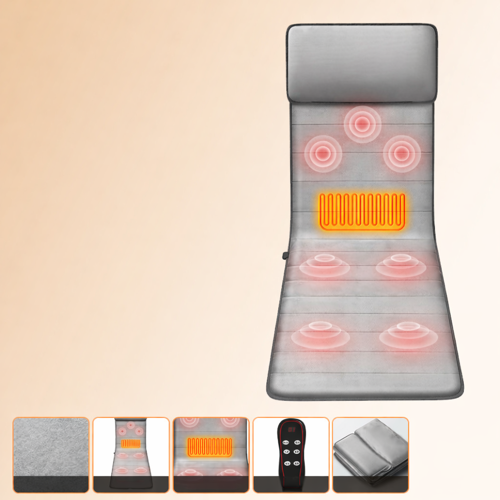 Heated Full-Body Massage Mat with Vibration Motors - Foldable Relaxation Pad for Deep Tissue Relief