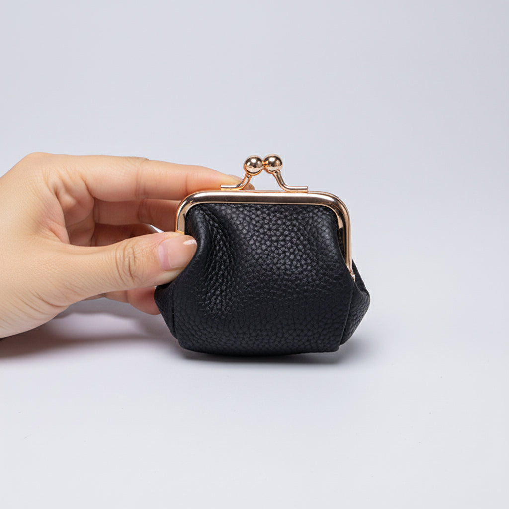 Genuine Leather Mini Jewelry Box with Gold Clasp – Travel-Friendly Organizer