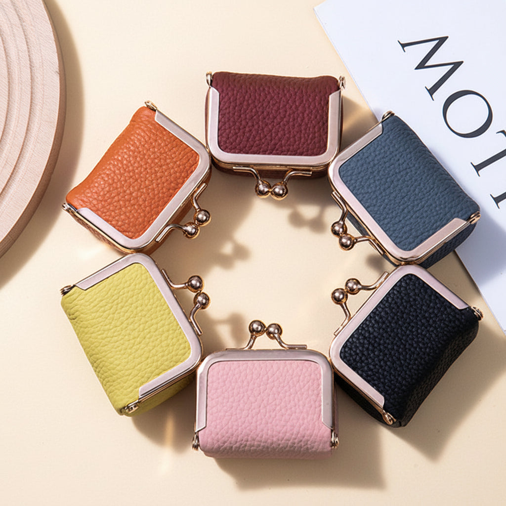 Genuine Leather Mini Jewelry Box with Gold Clasp – Travel-Friendly Organizer