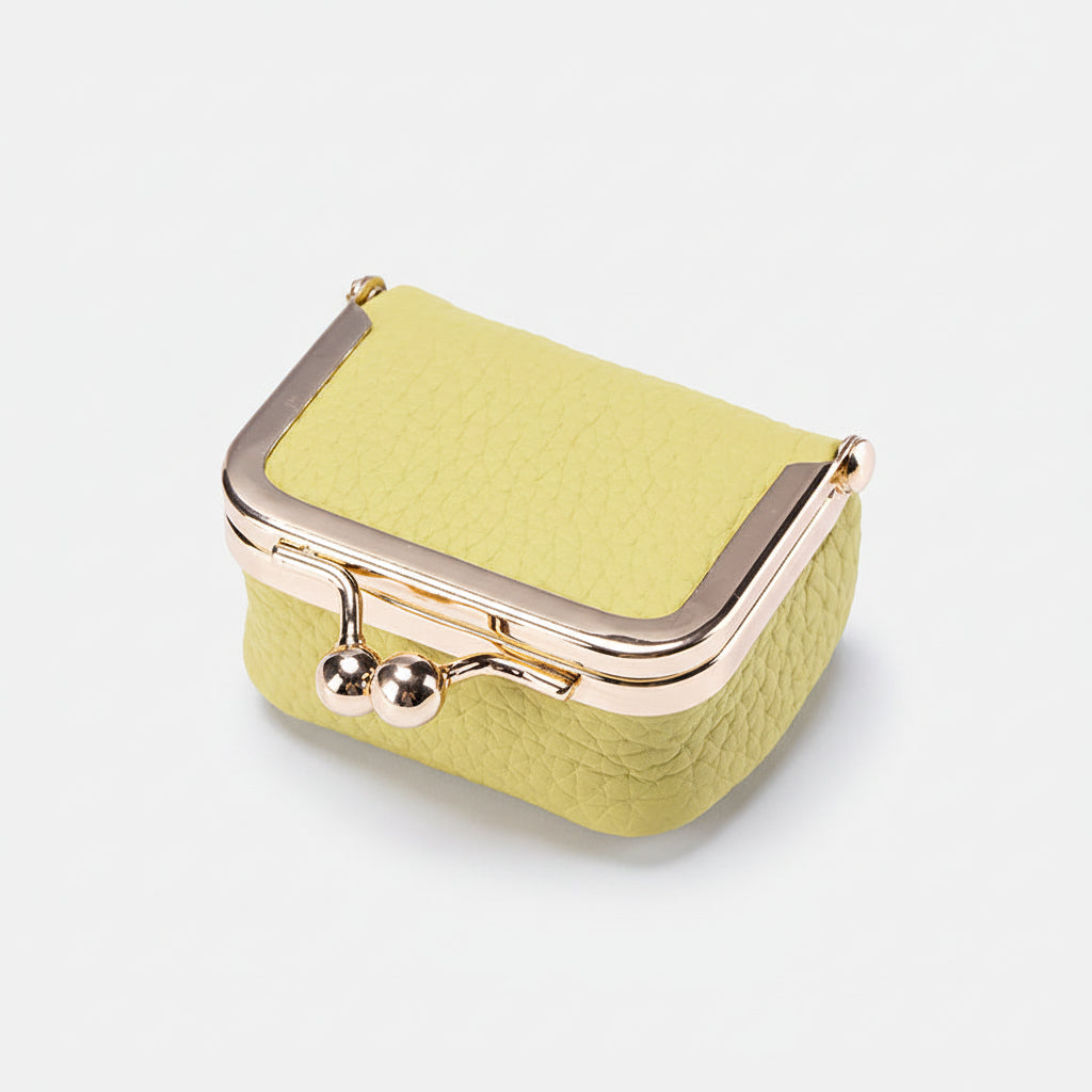 Genuine Leather Mini Jewelry Box with Gold Clasp – Travel-Friendly Organizer