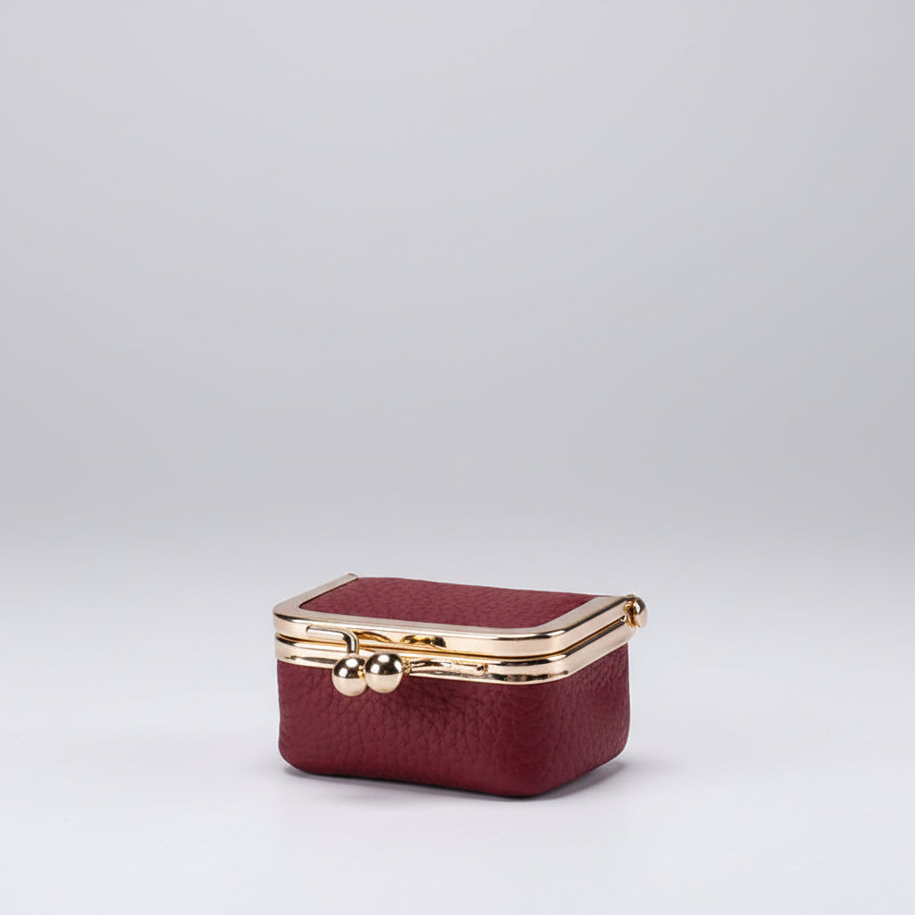 Genuine Leather Mini Jewelry Box with Gold Clasp – Travel-Friendly Organizer