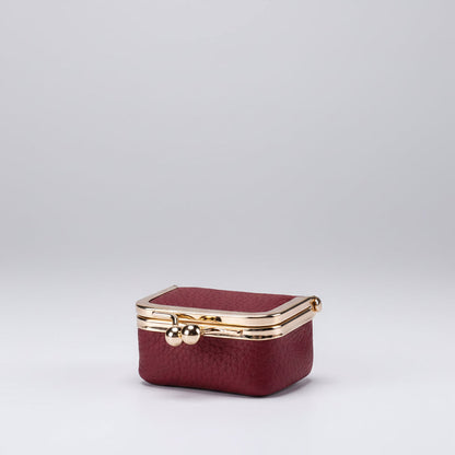 Genuine Leather Mini Jewelry Box with Gold Clasp – Travel-Friendly Organizer