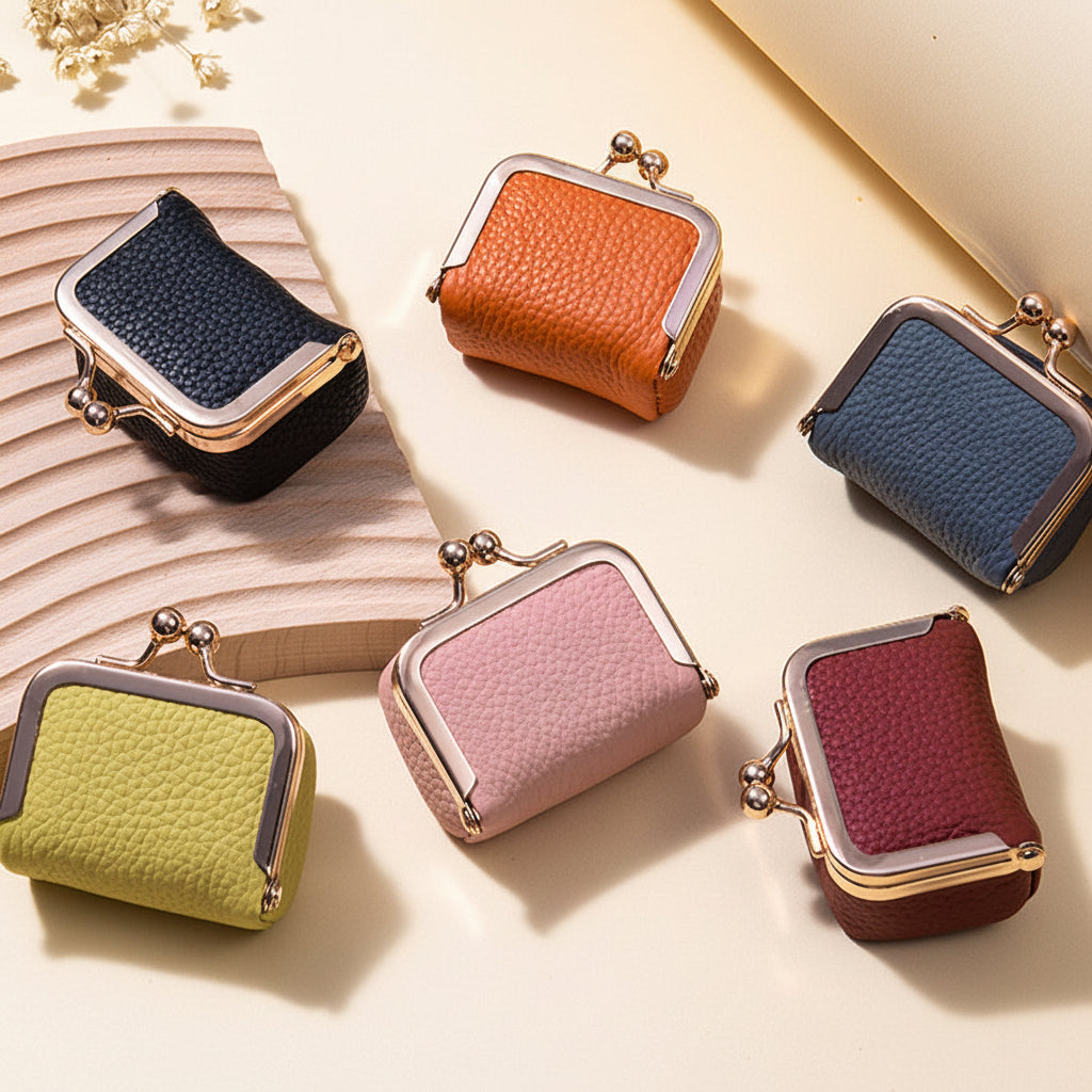 Genuine Leather Mini Jewelry Box with Gold Clasp – Travel-Friendly Organizer