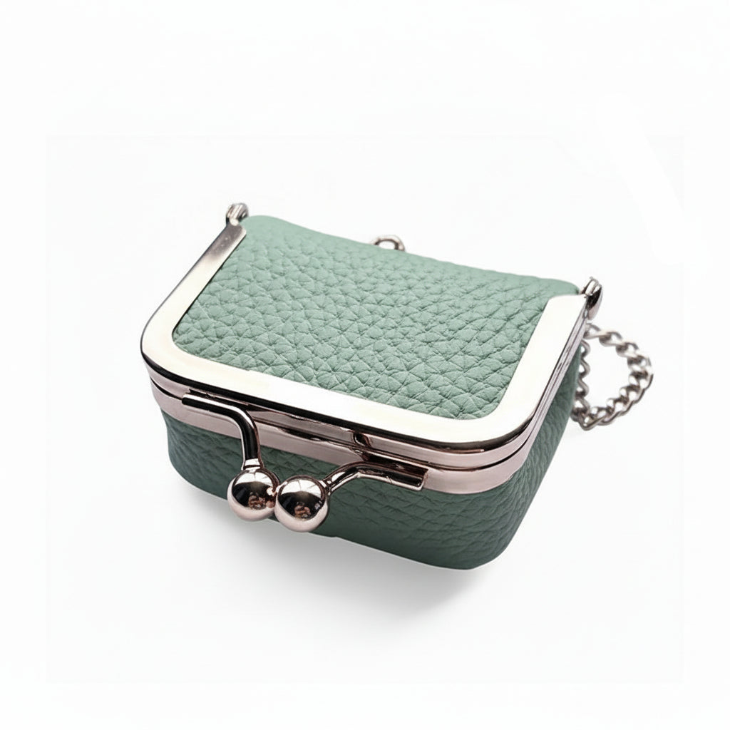 Genuine Leather Mini Jewelry Box with Gold Clasp – Travel-Friendly Organizer