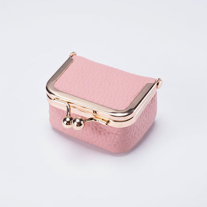 Genuine Leather Mini Jewelry Box with Gold Clasp – Travel-Friendly Organizer