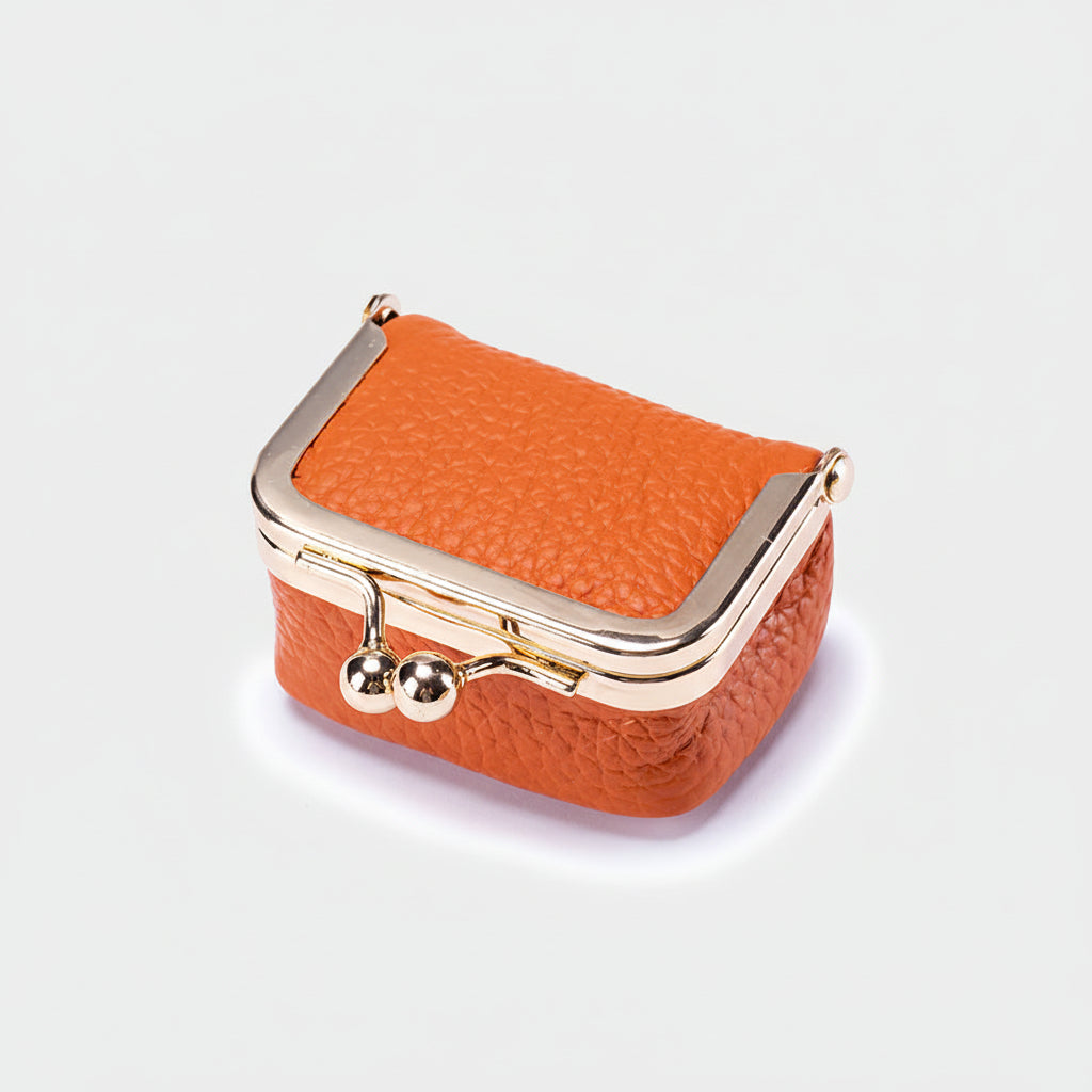 Genuine Leather Mini Jewelry Box with Gold Clasp – Travel-Friendly Organizer