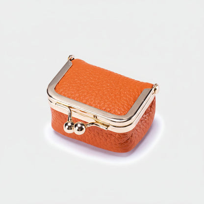 Genuine Leather Mini Jewelry Box with Gold Clasp – Travel-Friendly Organizer