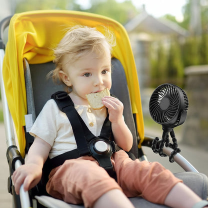 Clip-On Portable Stroller Fan — Battery-Operated Personal Cooling On the Go