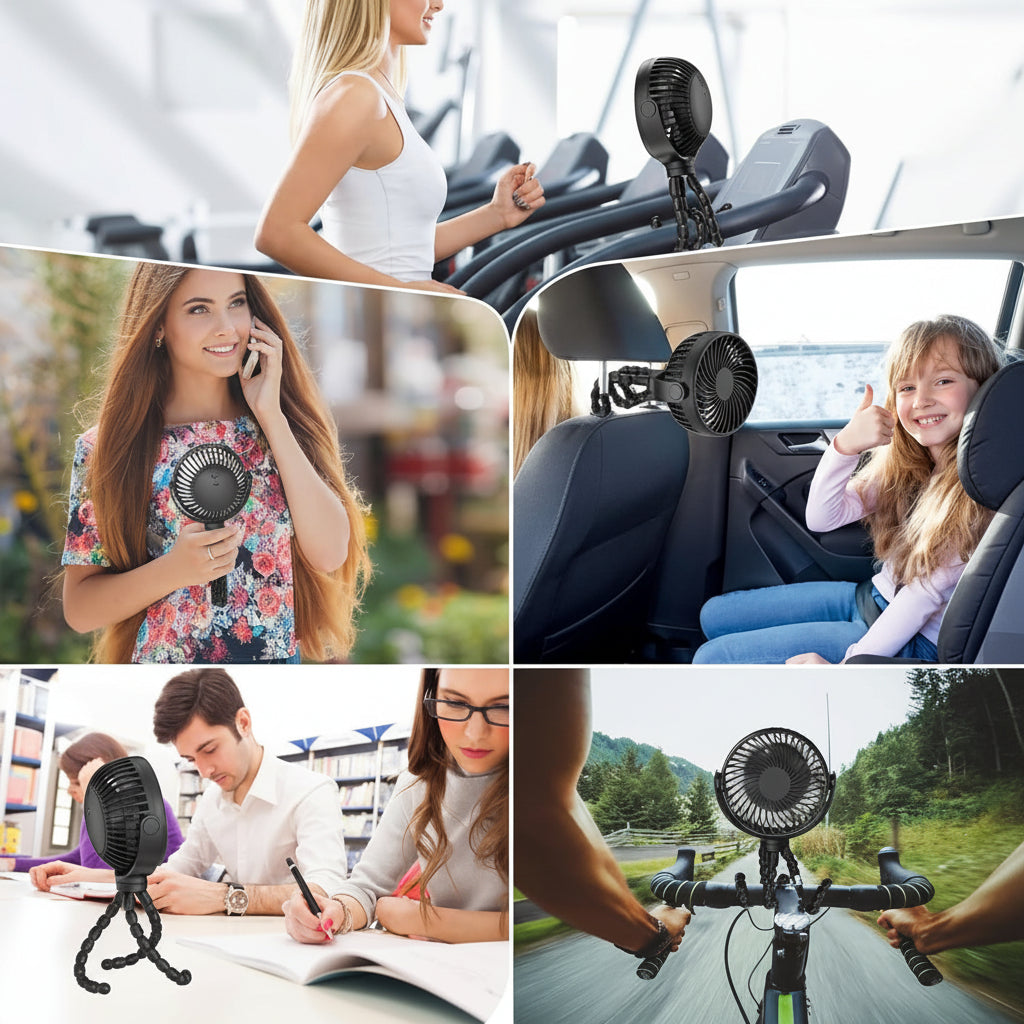 Clip-On Portable Stroller Fan — Battery-Operated Personal Cooling On the Go