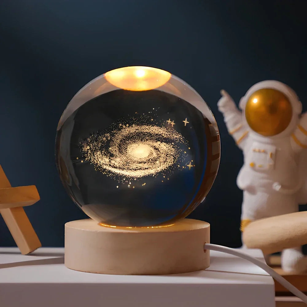 3D Planet Engraved Crystal Ball Night Light LED Table Lamp