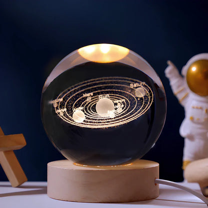 3D Planet Engraved Crystal Ball Night Light LED Table Lamp