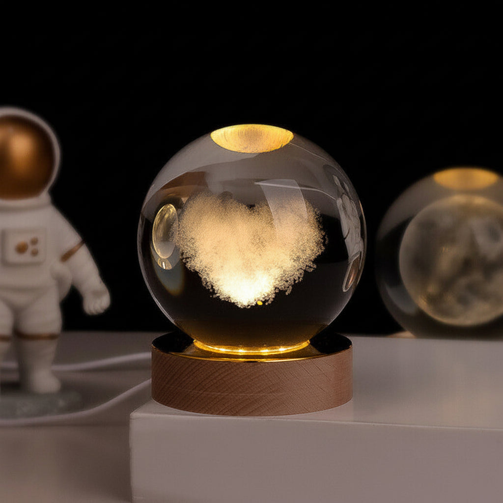 3D Planet Engraved Crystal Ball Night Light LED Table Lamp