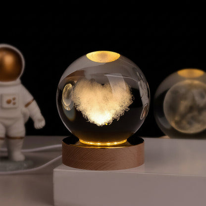 3D Planet Engraved Crystal Ball Night Light LED Table Lamp