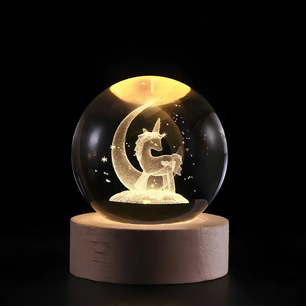 3D Planet Engraved Crystal Ball Night Light LED Table Lamp