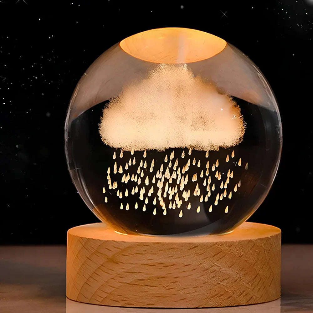 3D Planet Engraved Crystal Ball Night Light LED Table Lamp